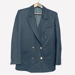 Vintage Wool Blue Double-Breasted Blazer Size 4